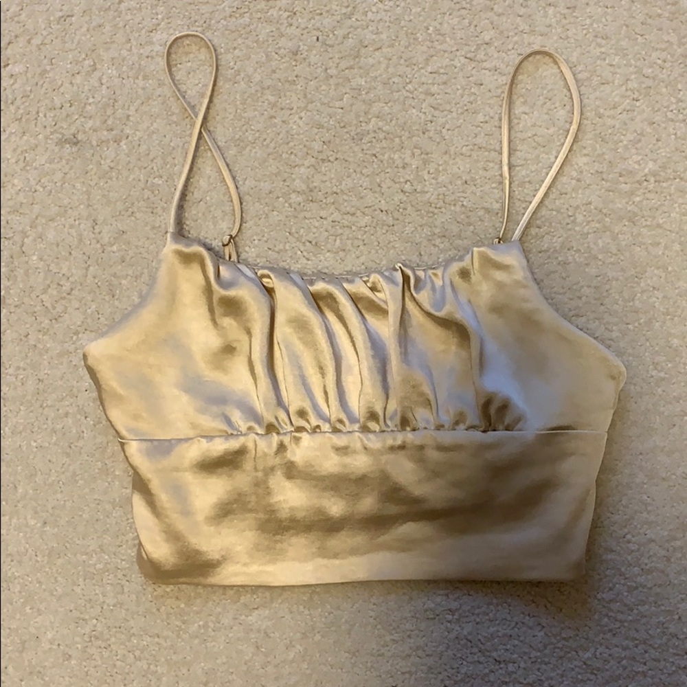 Champagne coloured ruched tank top - Picture 1 of 3